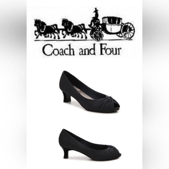 Coach and Four Shoes Coach Four Black Peep Toe Kitten Heel